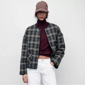 Zara Plaid Quilted Padded Jacket